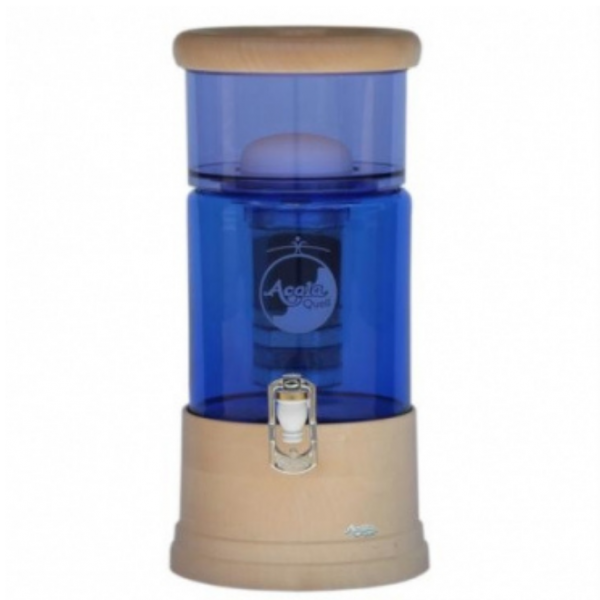 AcalaQuell® Echtholz Ahorn rund mit blauem Glas