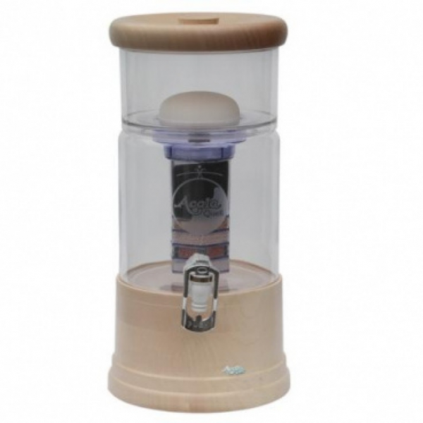 AcalaQuell®-Mini-Echtholz-Ahorn-rund-mit-weissem-Glas